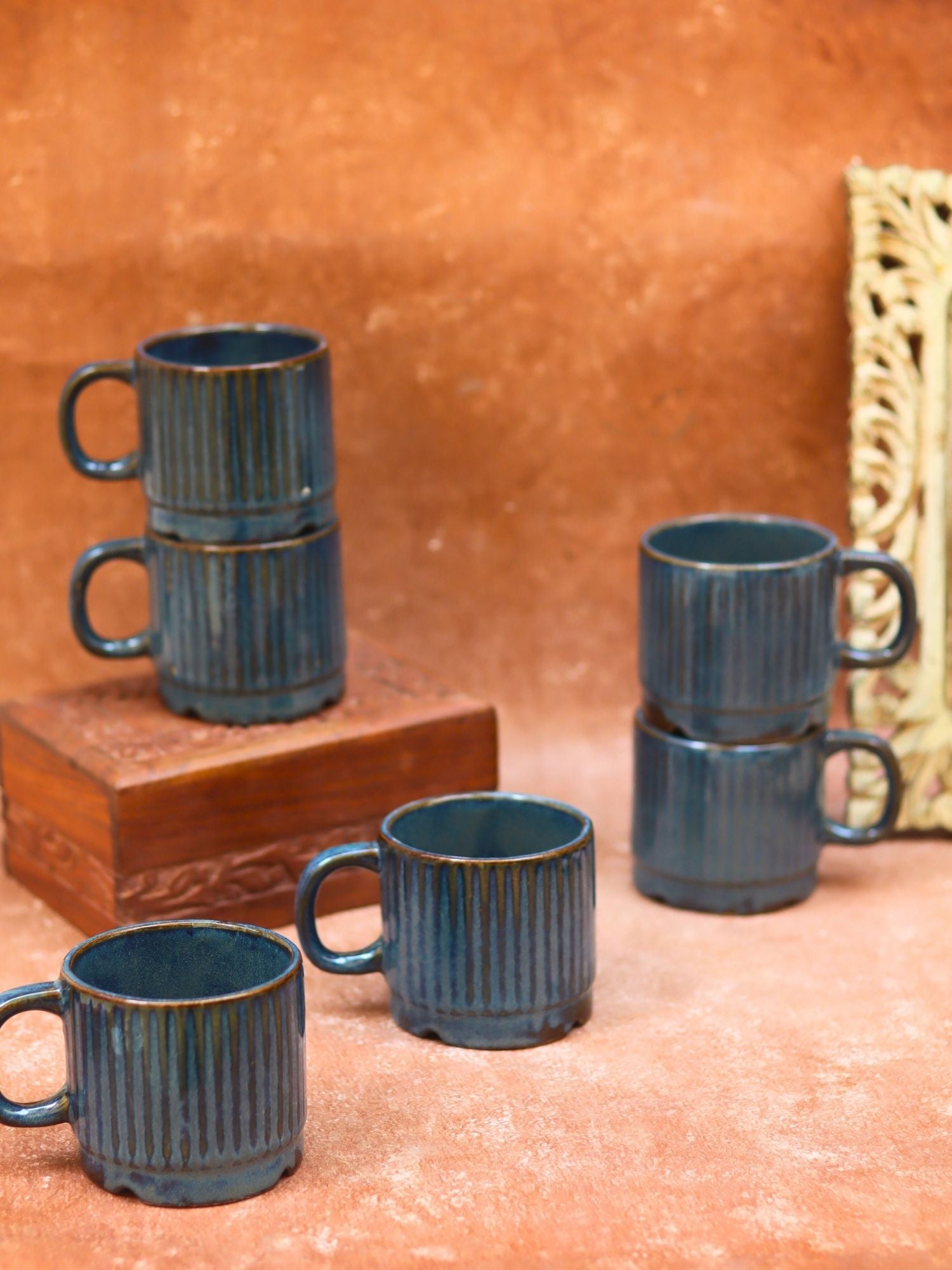 Deep Sea Blue Tea Cups - Set of 6 with premium quality material