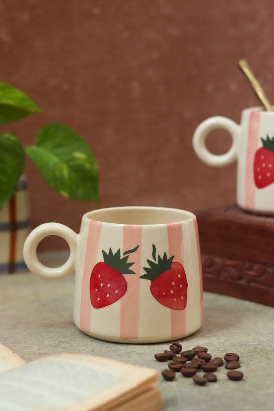 Handmade Striped Cherry Mug