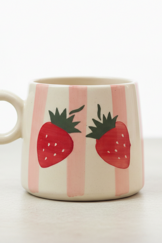 Striped Cherry Mug - Pink