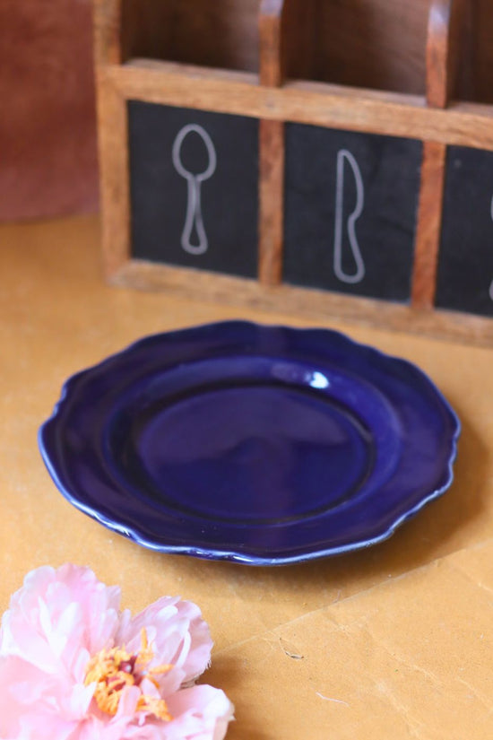 Royal Blue Scallop Snack Plate handmade in India