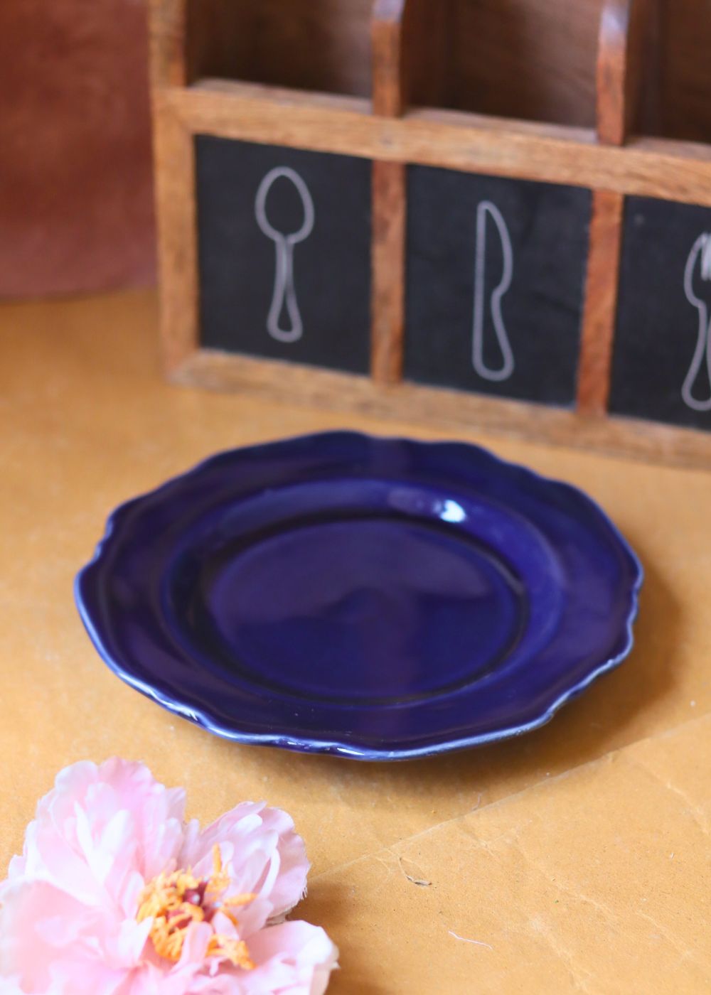 Royal Blue Scallop Snack Plate handmade in India