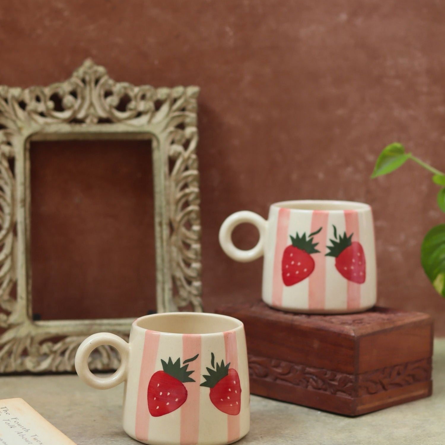 Striped Cherry Mug made by ceramic