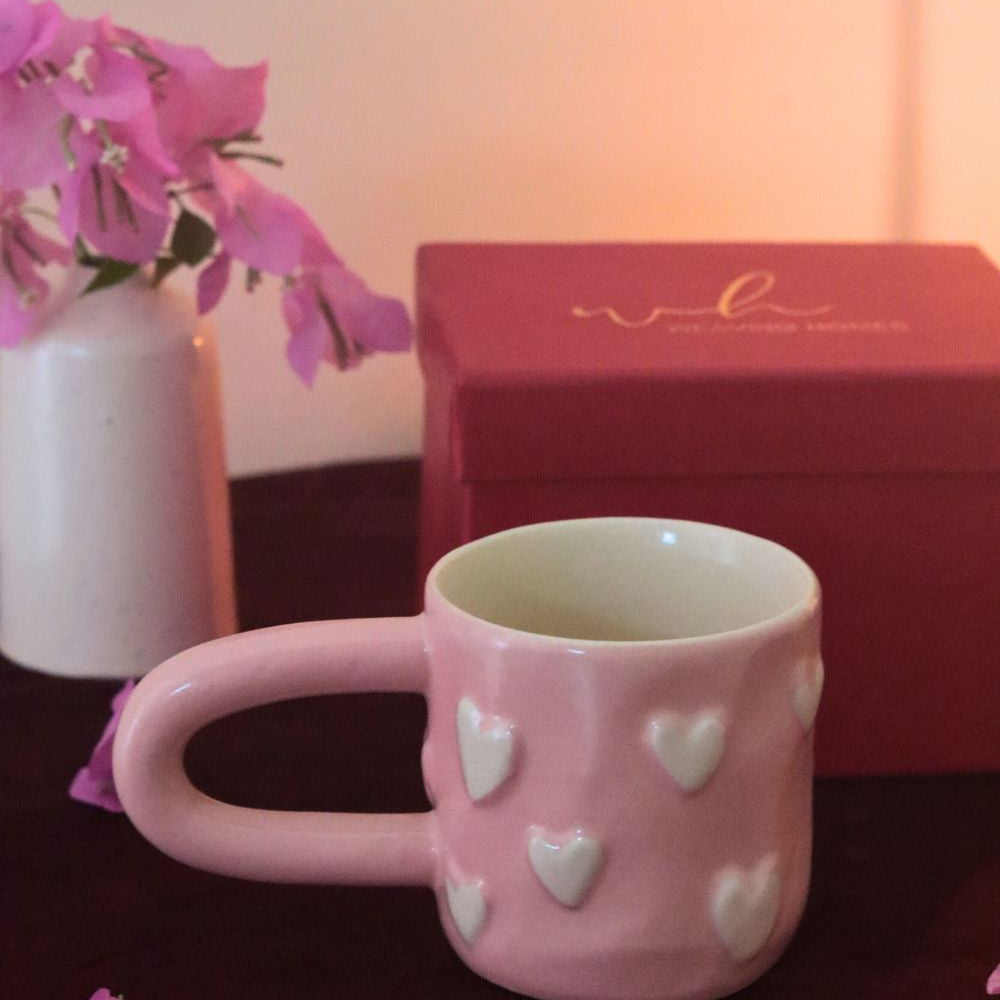 Pastel Pink Heart mug in a Gift Box with premium quality material