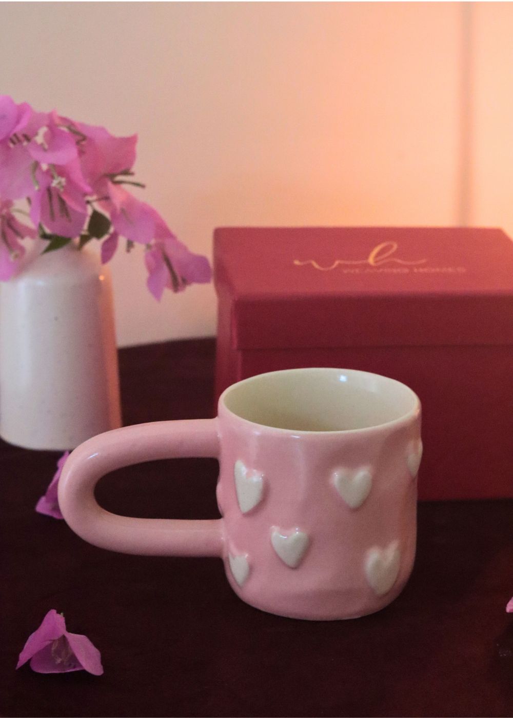 Pastel Pink Heart mug in a Gift Box with premium quality material