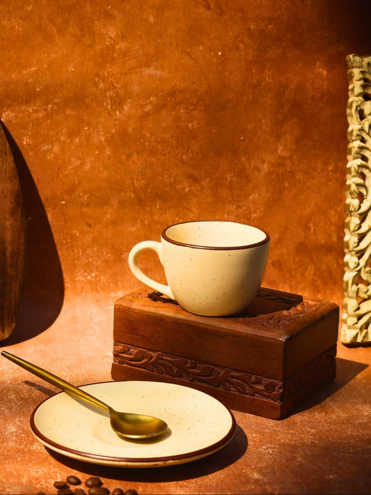 Handmade Ivory Bliss Mug & saucer