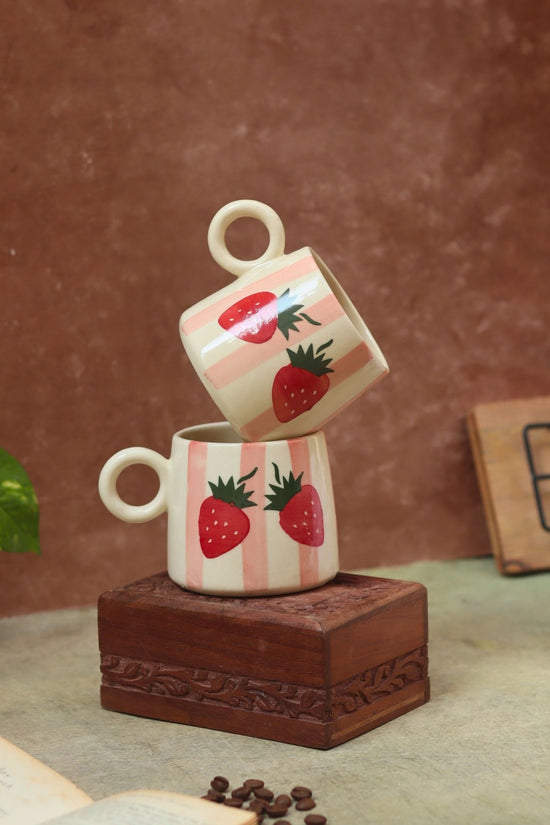 Striped Cherry Mug handmade in India