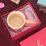 Pastel Pink Heart mug in a Gift Box handmade in india