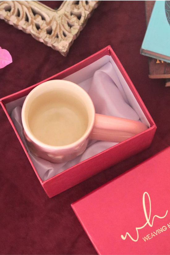Pastel Pink Heart mug in a Gift Box handmade in india
