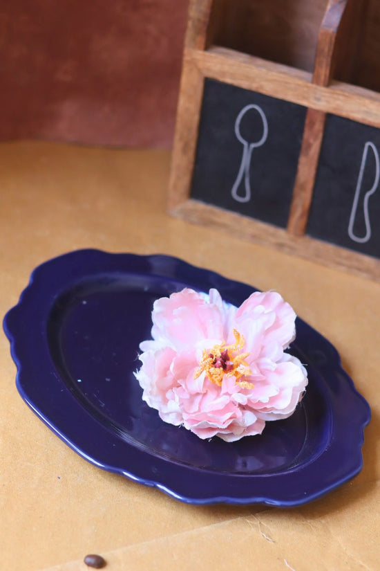 handmade Royal Blue Scallop Oval Platter