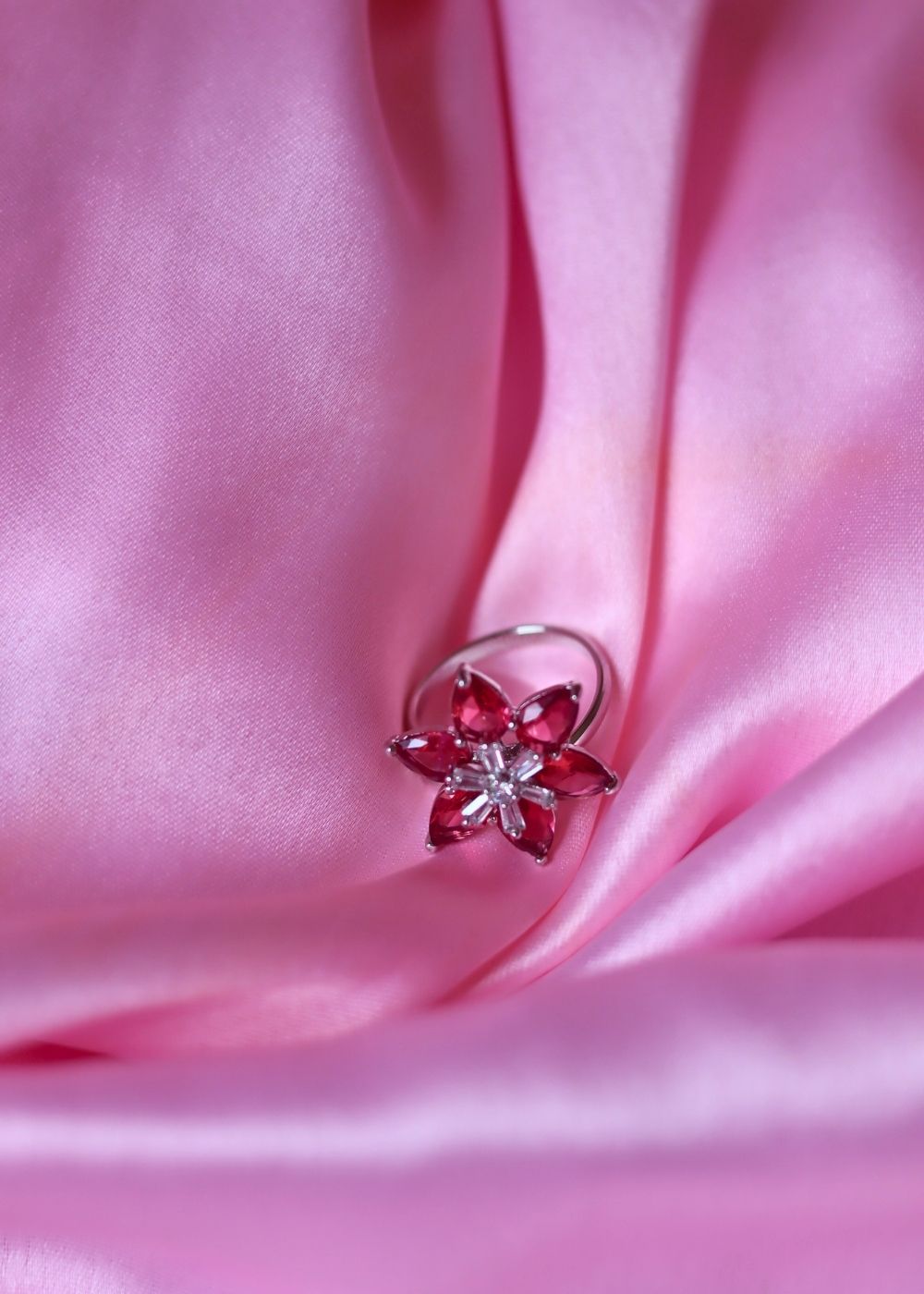 Ruby Floral Ring with premium quality material