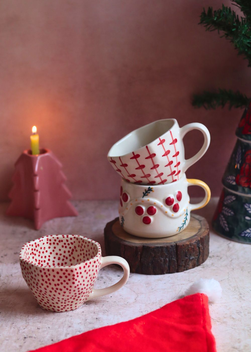 Set of 3 - Snowy Cheers Mug made by ceramic