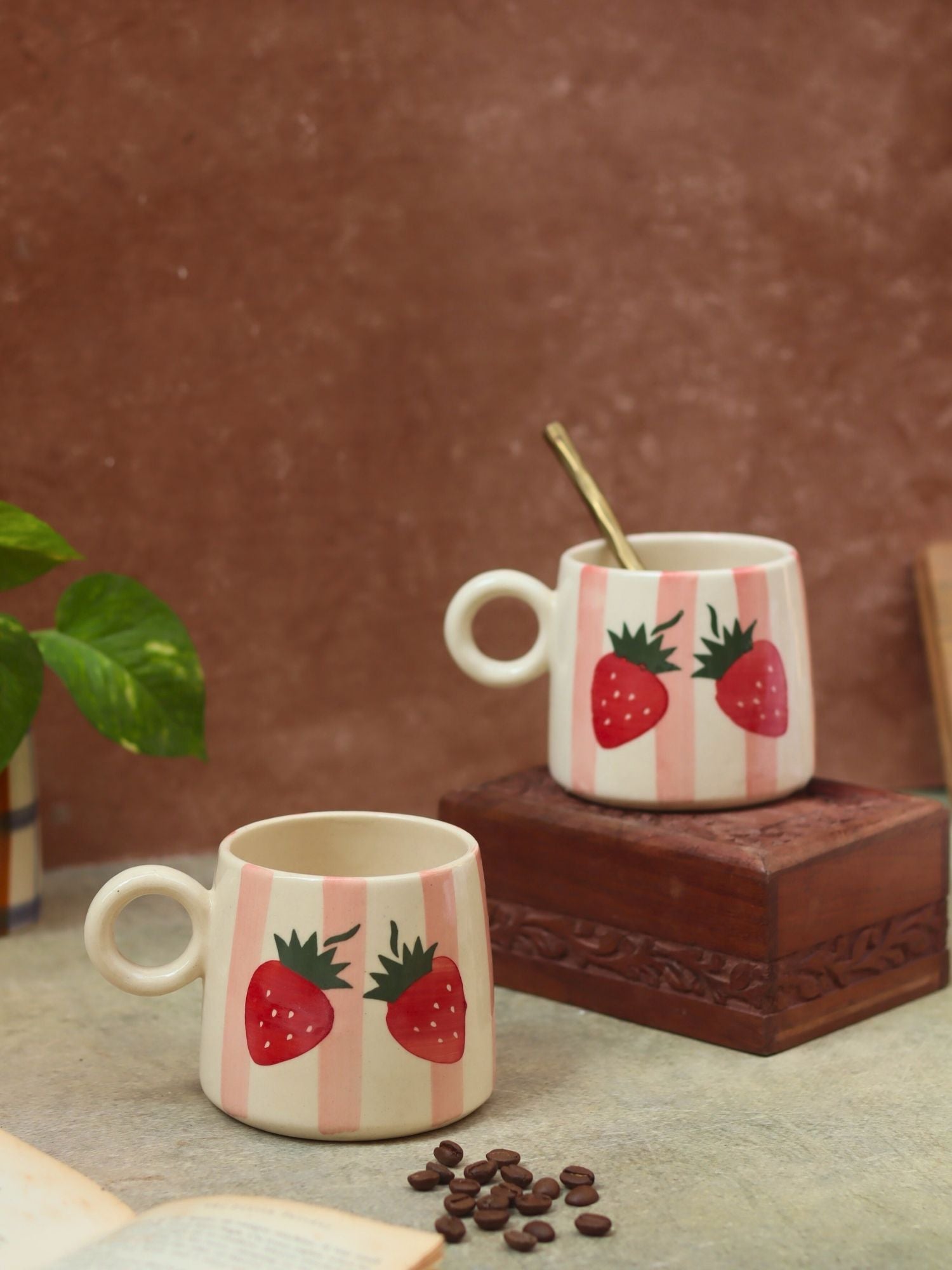 Striped Cherry Mug  with premium quality material