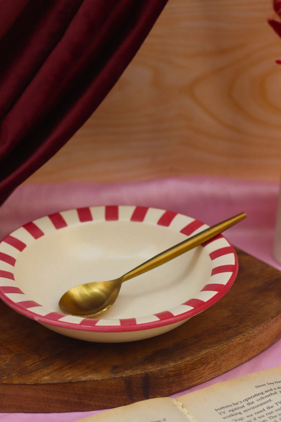 Red striped pasta plate dishwasher safe