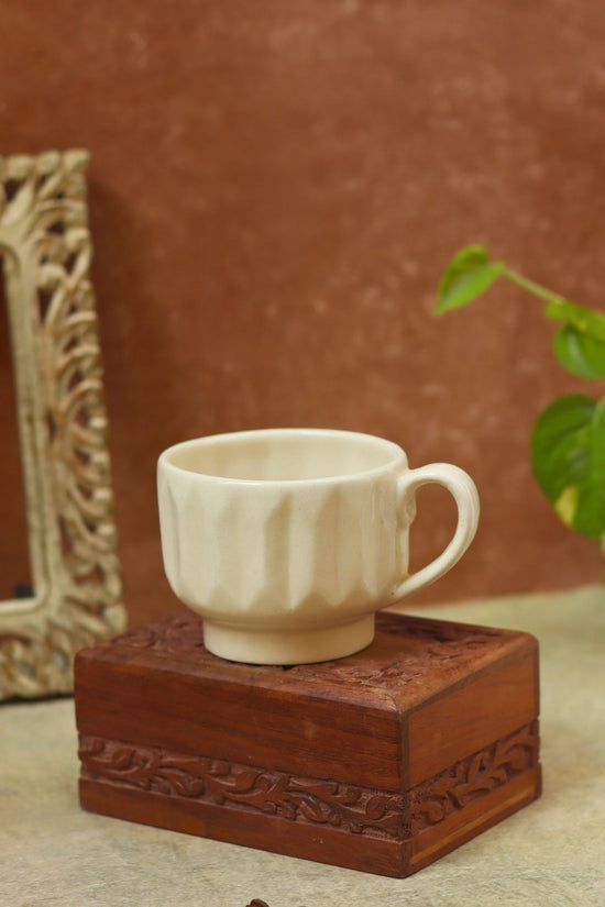 Handmade White Textured cappuccino mug