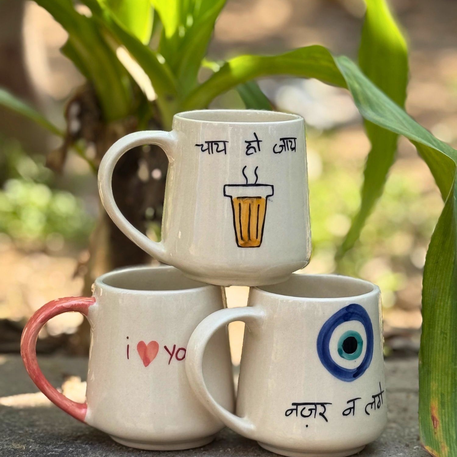 Set of 3 - Brew time mugs combo made by ceramic