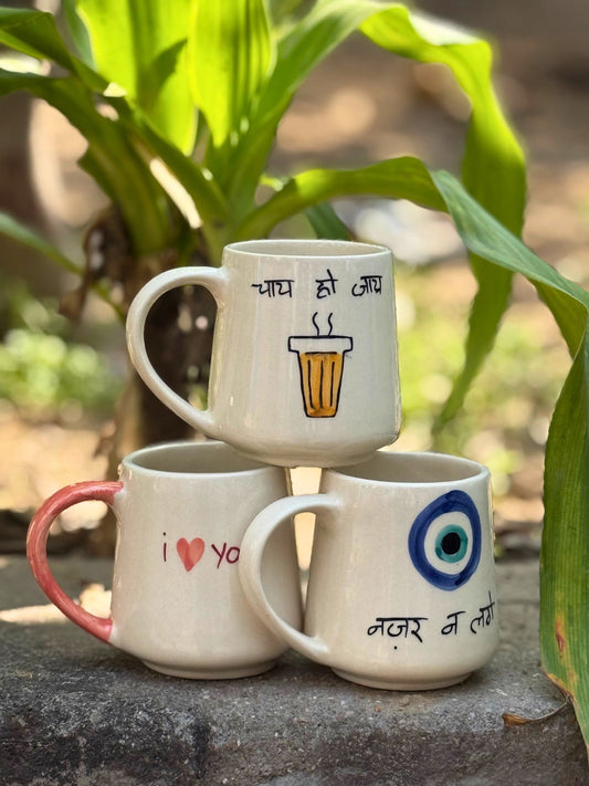 Set of 3 - Brew time mugs combo made by ceramic