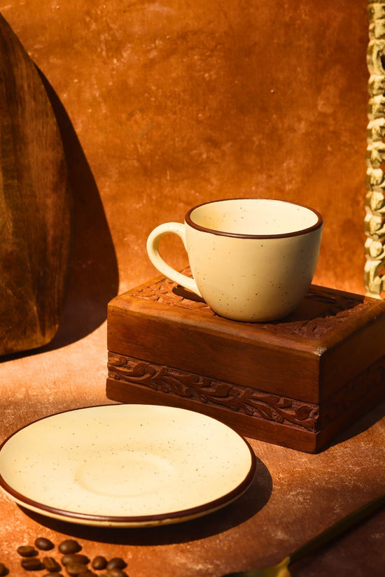 Ivory Bliss Mug & saucer handmade in india