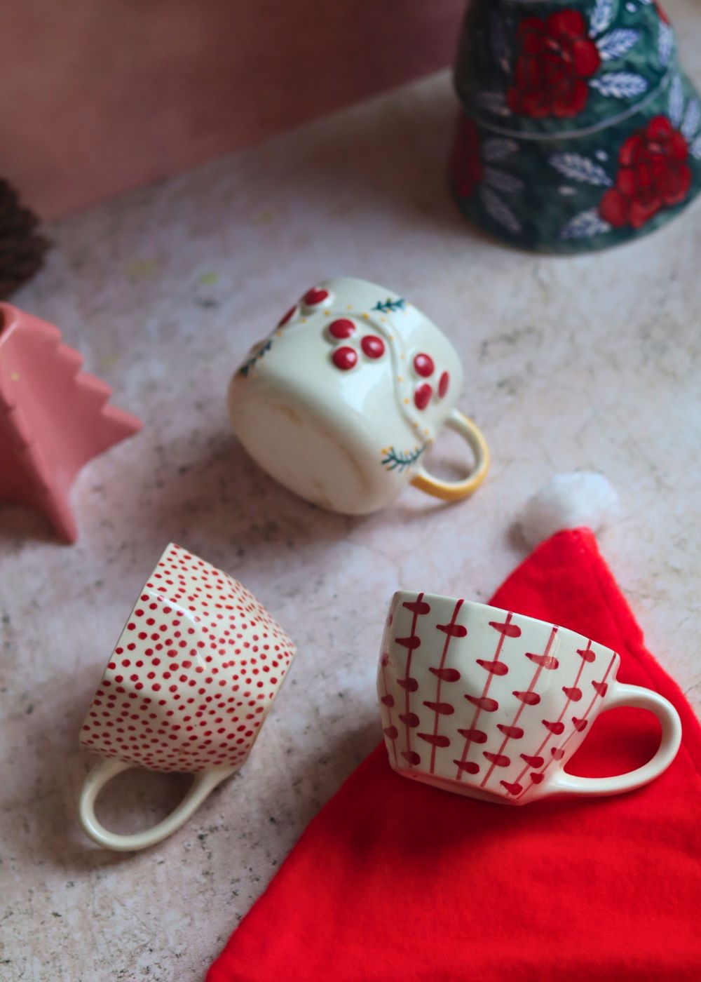 Set of 3 - Snowy Cheers Mug handmade in india