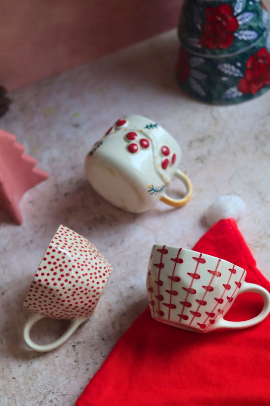 Set of 3 - Snowy Cheers Mug handmade in india