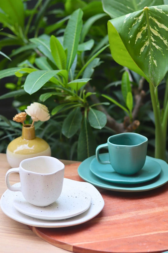 misfit teal & white combo handmade in india 