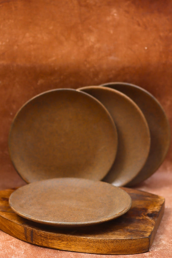 Handmade Set of 4 - Woody Brown Dinner Plate