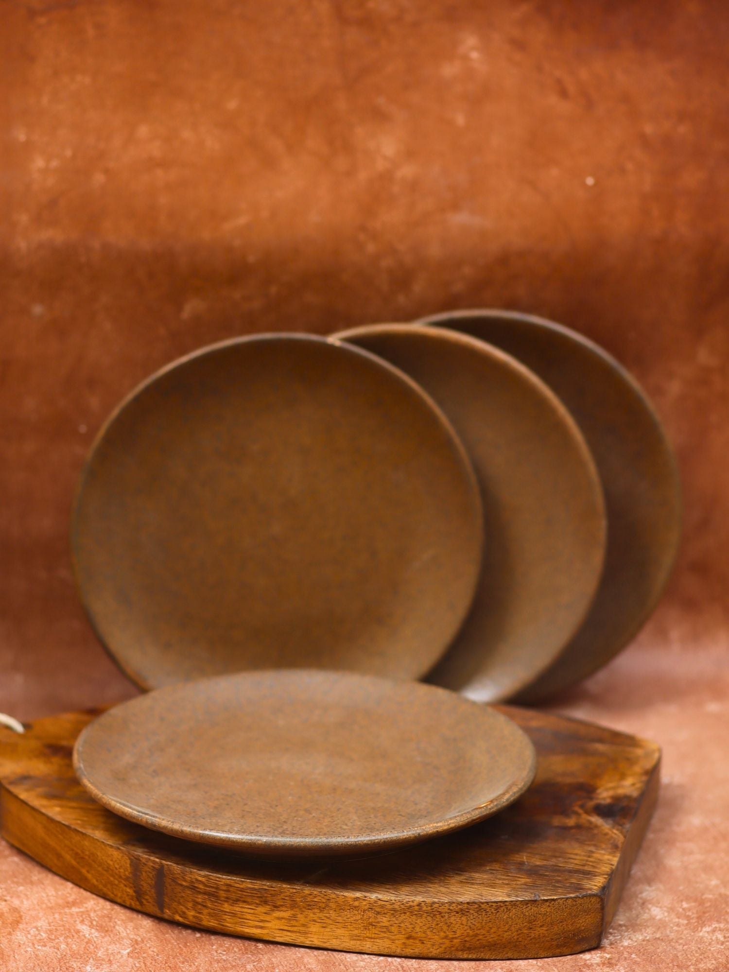 Handmade Set of 4 - Woody Brown Dinner Plate