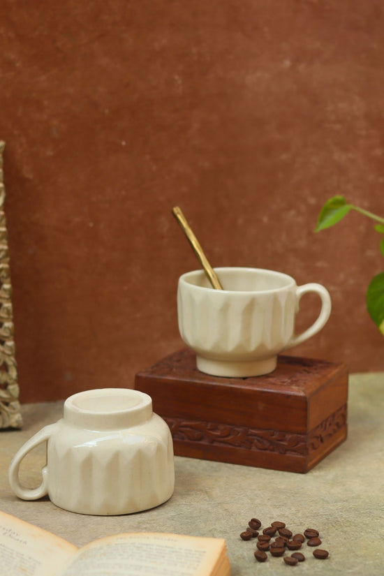 White Textured cappuccino mug made by ceramic