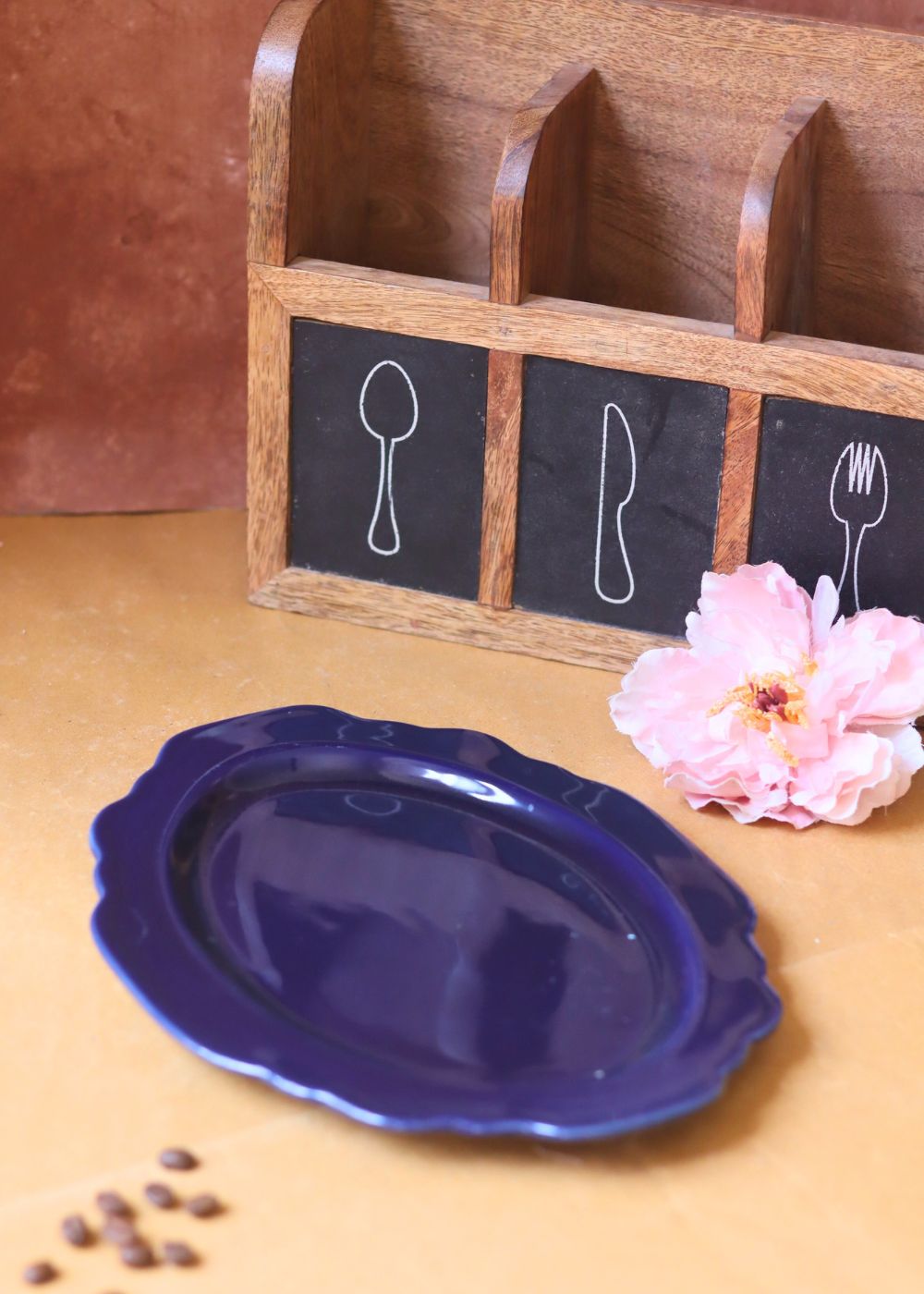 Royal Blue Scallop Oval Platter handmade in India