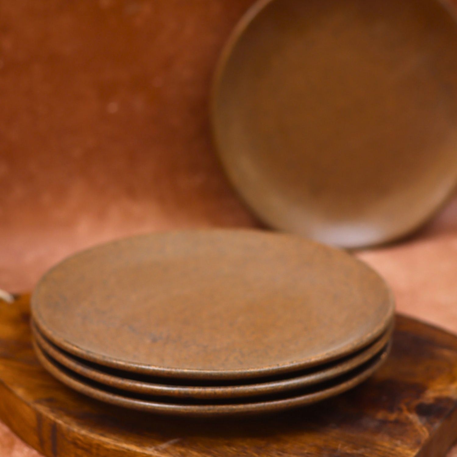 Set of 4 - Woody Brown Dinner Plate made by ceramic