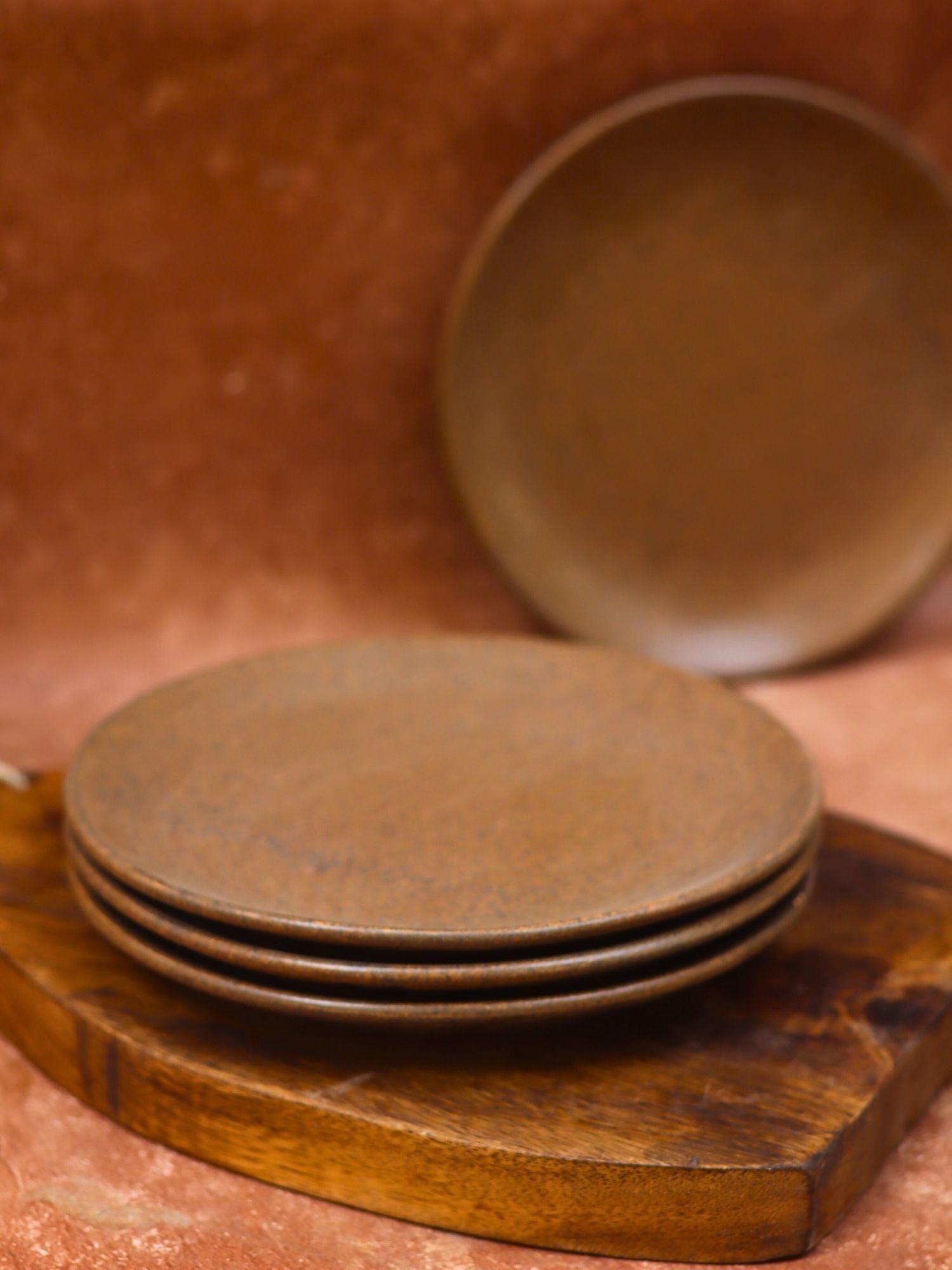Set of 4 - Woody Brown Dinner Plate made by ceramic