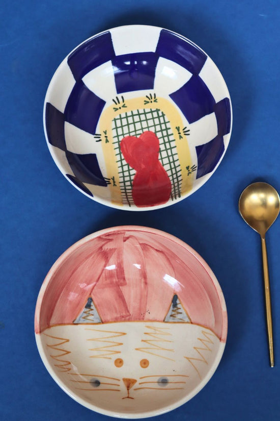 Handmade Set of 2 - Mykonos Fish & Bunny Cereal Bowl