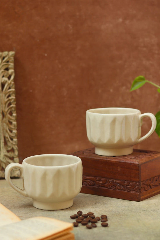 White Textured cappuccino mug with premium quality material