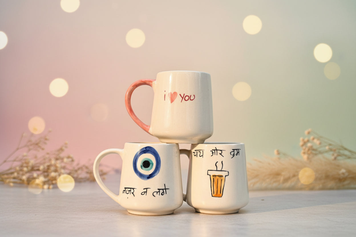 Set of 3 - Warm Sip Mugs combo made by ceramic