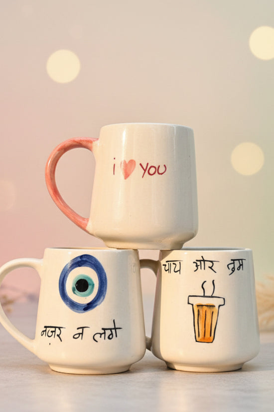 Set of 3 - Warm Sip Mugs combo made by ceramic