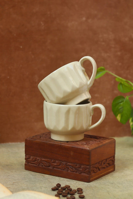 White Textured cappuccino mug handmade in india