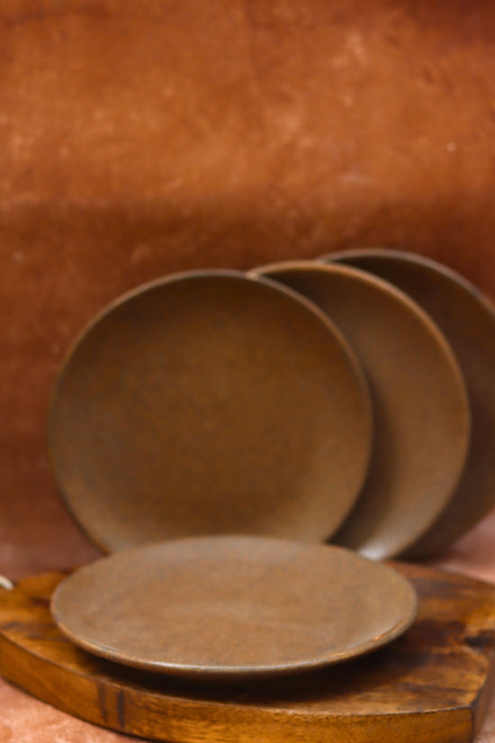 Set of 4 - Woody Brown Dinner Plate handmade in India