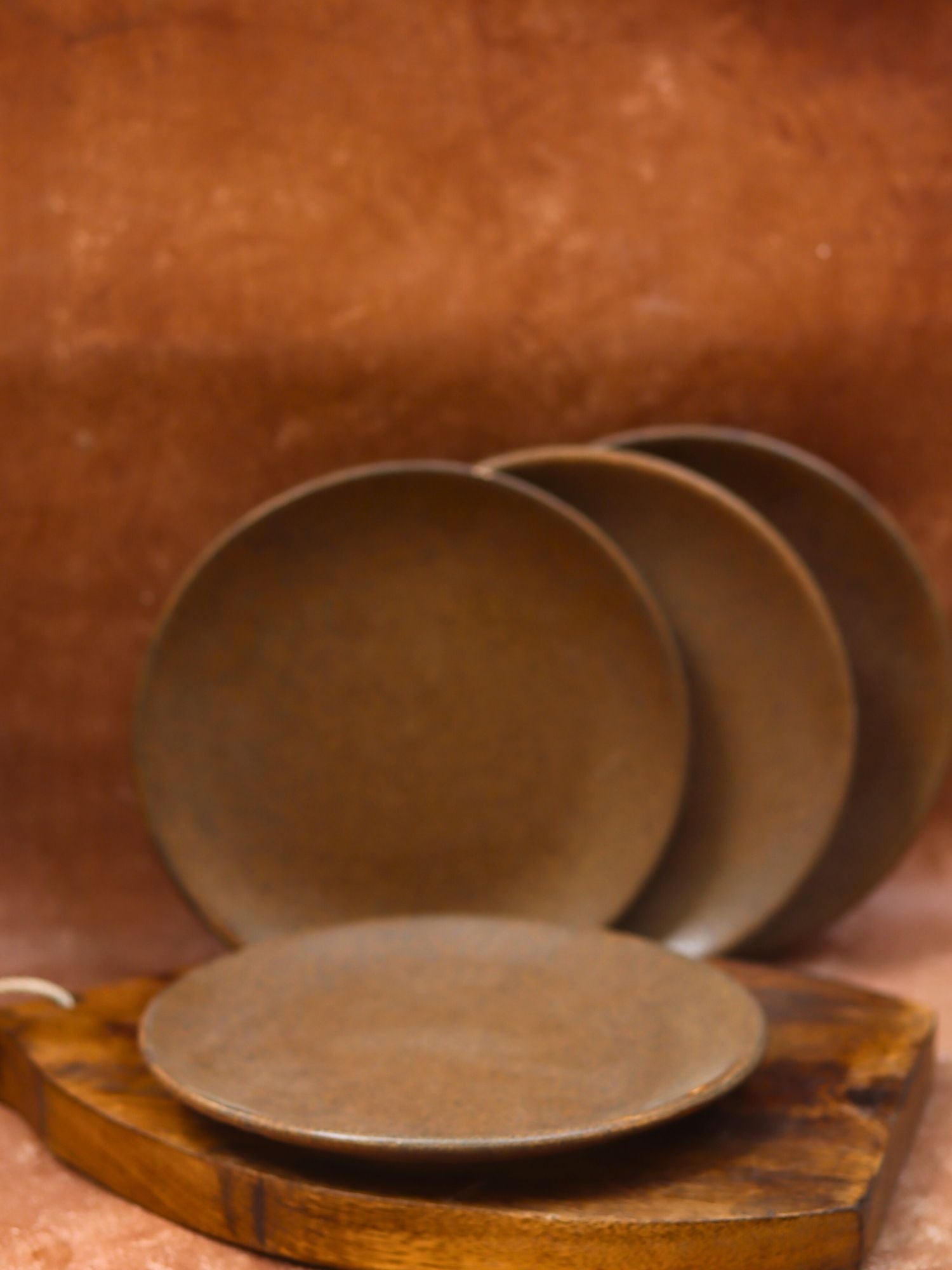 Set of 4 - Woody Brown Dinner Plate handmade in India