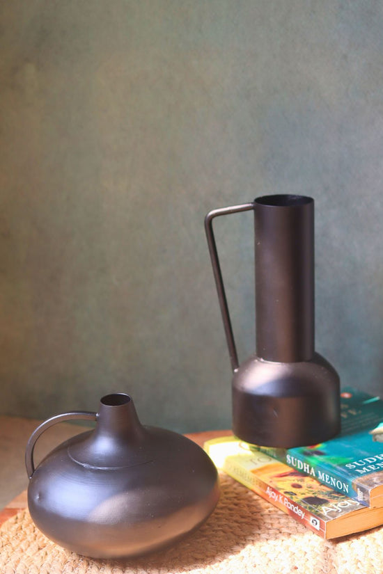 black handle & tall vase handmade in india