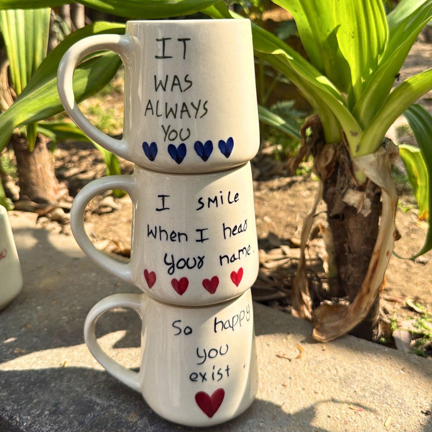 Handmade Set of 3 - Couple Coffee Mugs combo