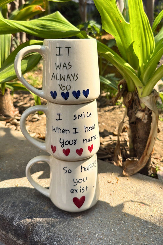 Handmade Set of 3 - Couple Coffee Mugs combo