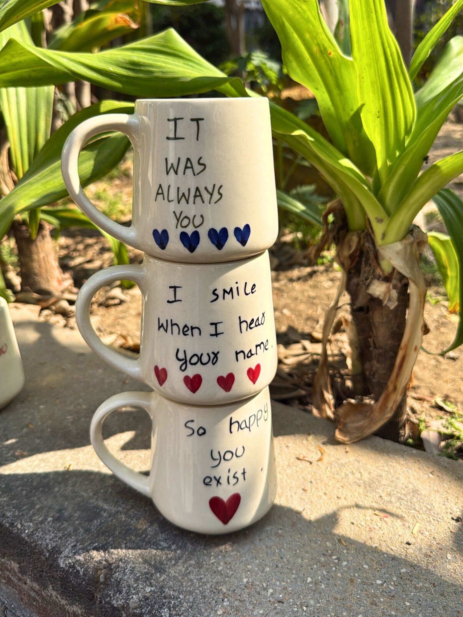 Handmade Set of 3 - Couple Coffee Mugs combo