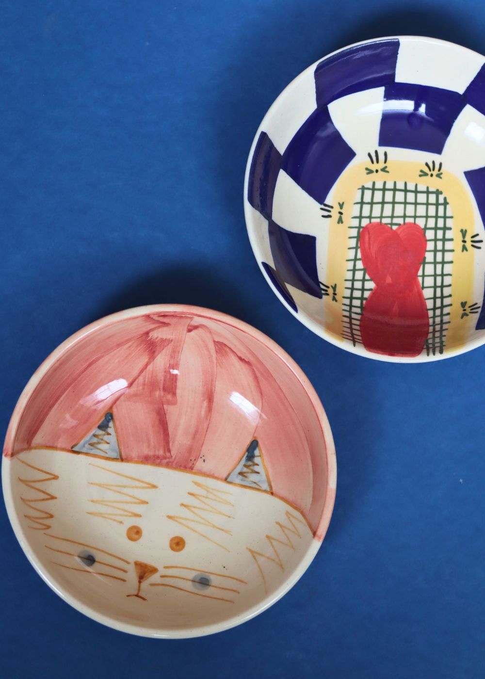 Set of 2 - Mykonos Fish & Bunny Cereal Bowl handmade in India