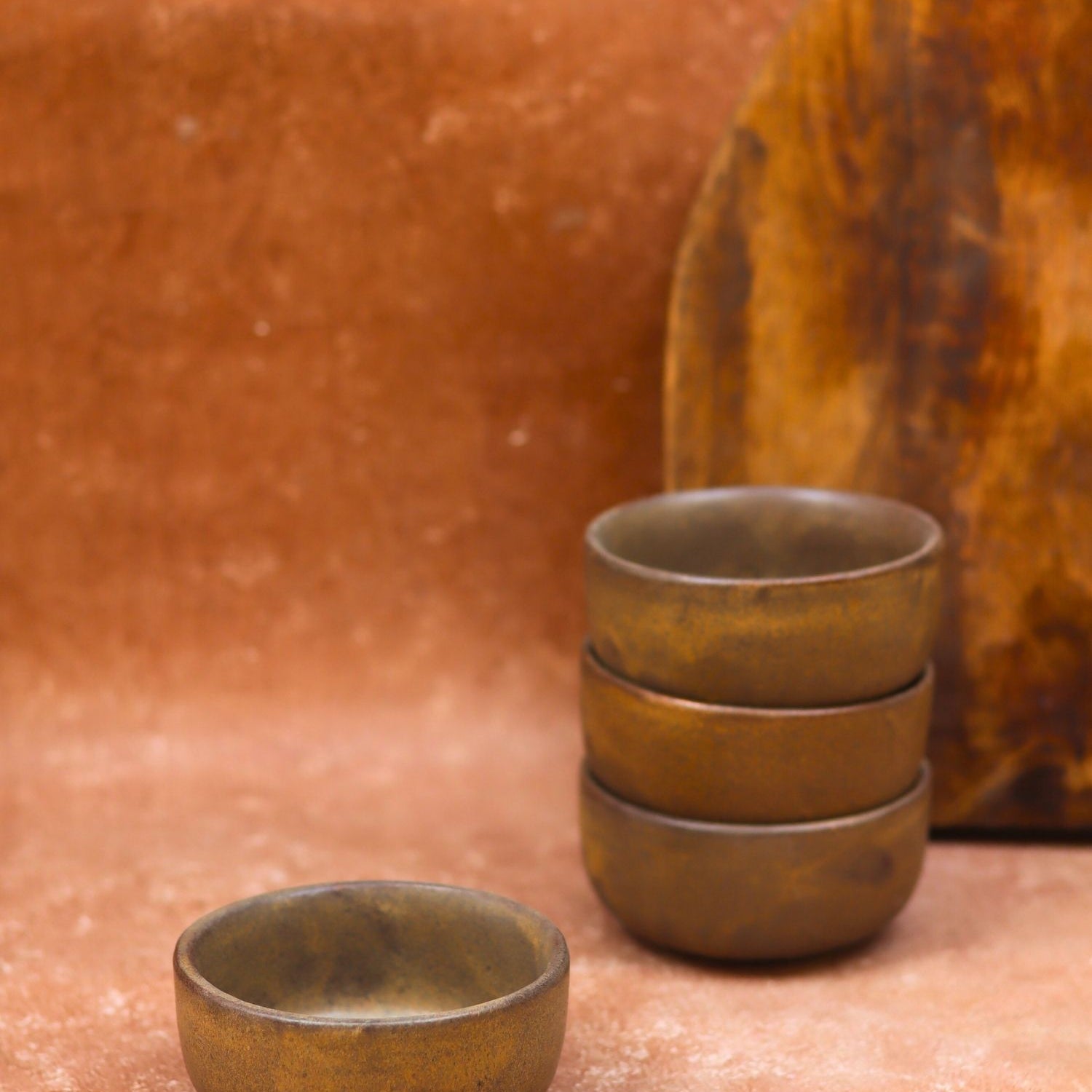 Handmade Set of 4 -  Woody Brown Katori