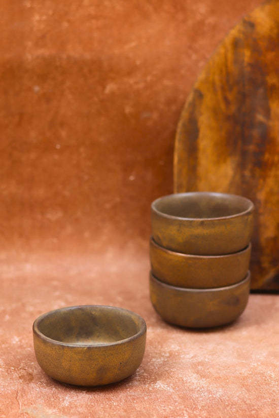 Handmade Set of 4 -  Woody Brown Katori