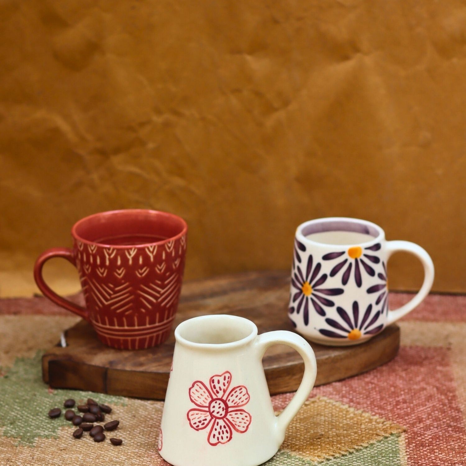 Set of 3 - Warm Moments Mugs combo made by ceramic