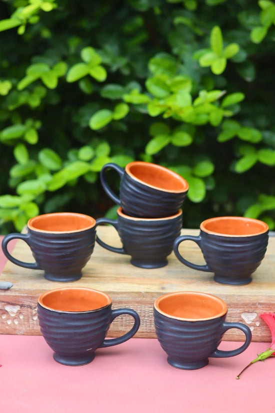 Set of 6 - Black Torrent Chai Cup made by ceramic