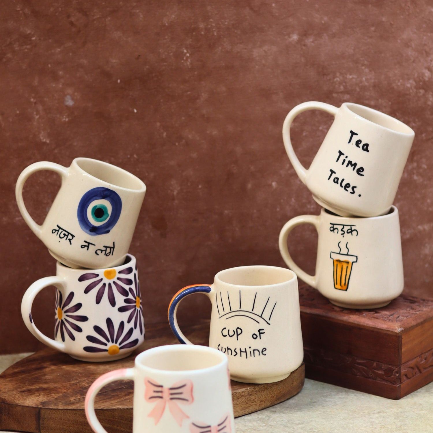 handmade Set of 6 Simple Sips mugs combo (for the price of 5)