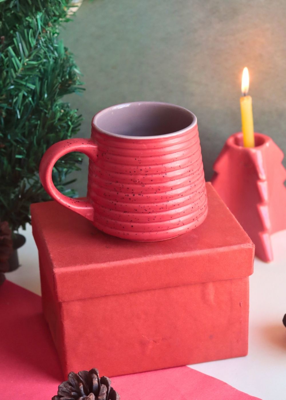 Hot Red Mug in a Gift Box handmade in india