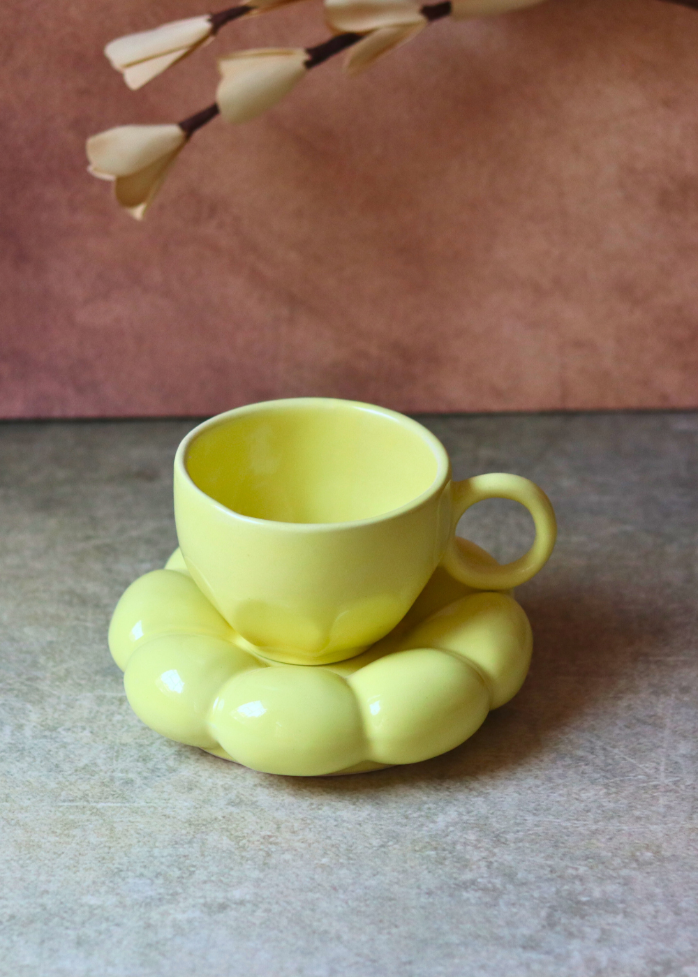 Coffee mug & saucer lemon sunflower 