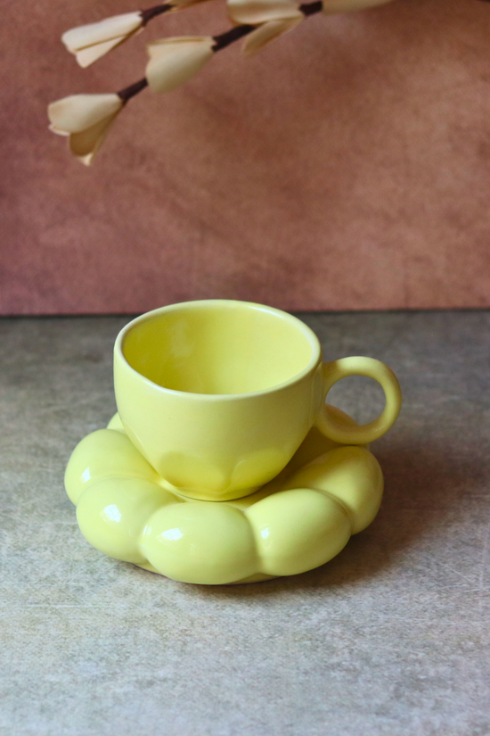 Coffee mug & saucer lemon sunflower 